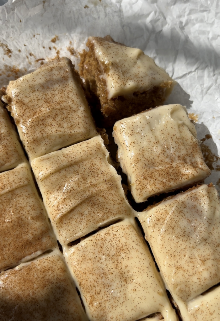 Apple Cinnamon Blondies with Maple Cream Cheese Frosting